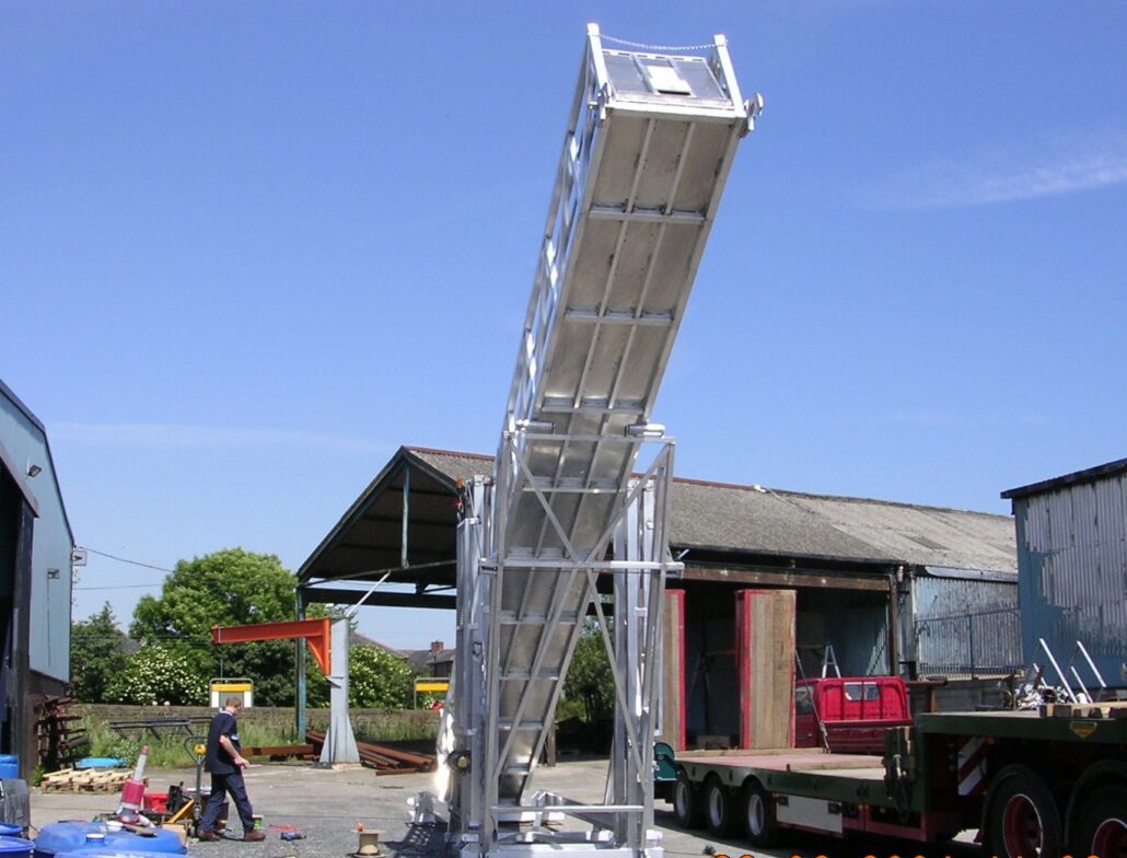 Self Elevating mobile access gangway in fully deployed position